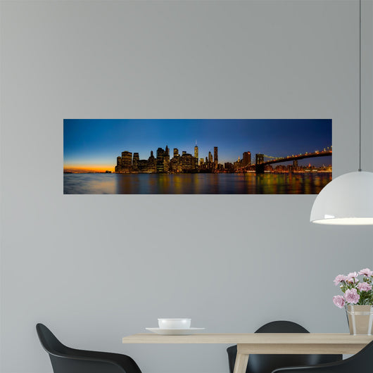 New York Skyline Sunset Wall Decal Panoramic Wall Decal