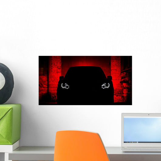 Car Silhouette Headlight Night Wall Decal