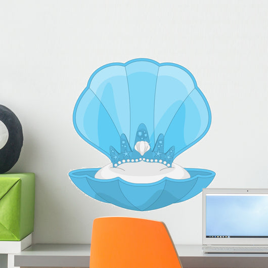 Blue Mermaid Princess Tiara Wall Decal