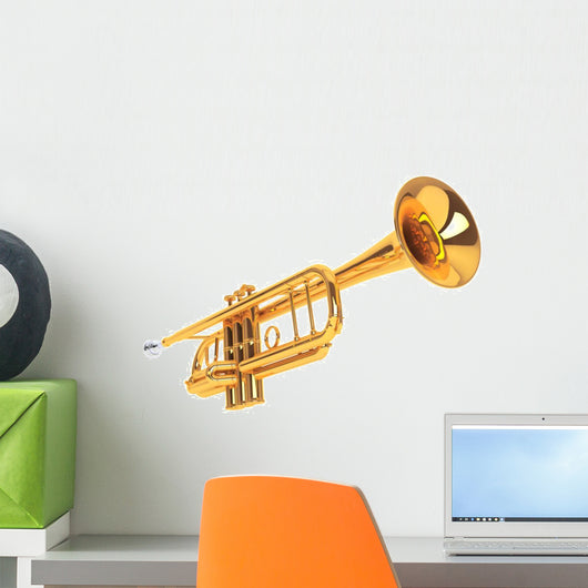Polished Brass Trumpet Wall Decal