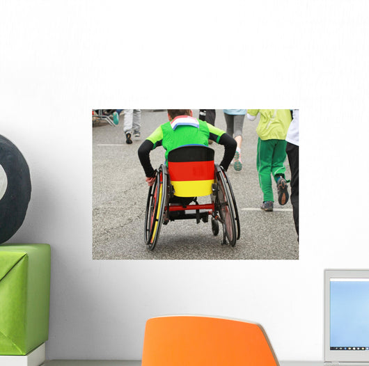 Kinder-rollstuhl Mit Deutschland-farben Wall Decal
