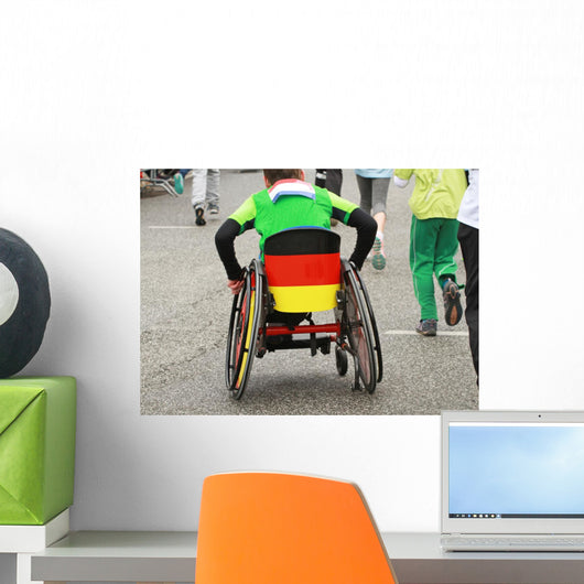 Kinder-rollstuhl Mit Deutschland-farben Wall Decal