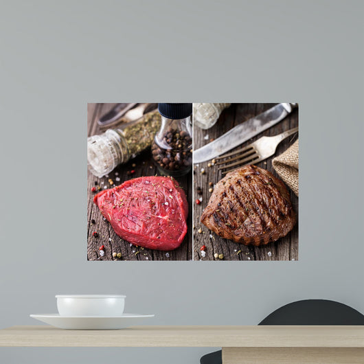 Raw and Grilled Beefsteak Wall Decal