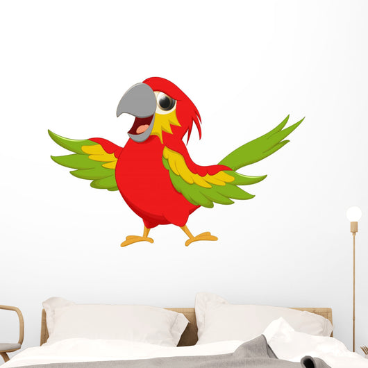 happy macaw bird cartoon Wall Decal