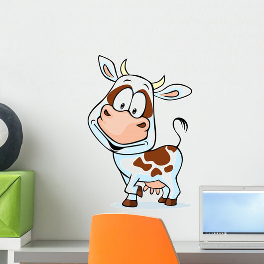 Funny Cow Cartoon White Wall Decal