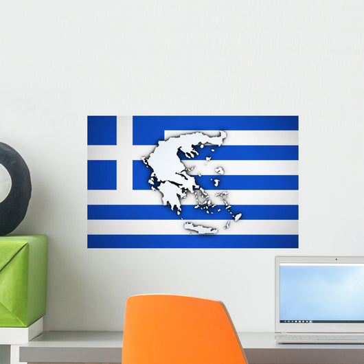 Greece Map Greek Flag Wall Decal