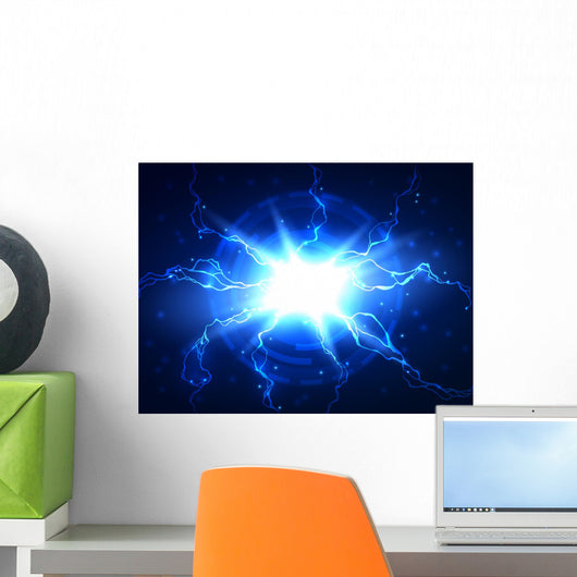 Abstract Blue Lightning Vector Wall Decal