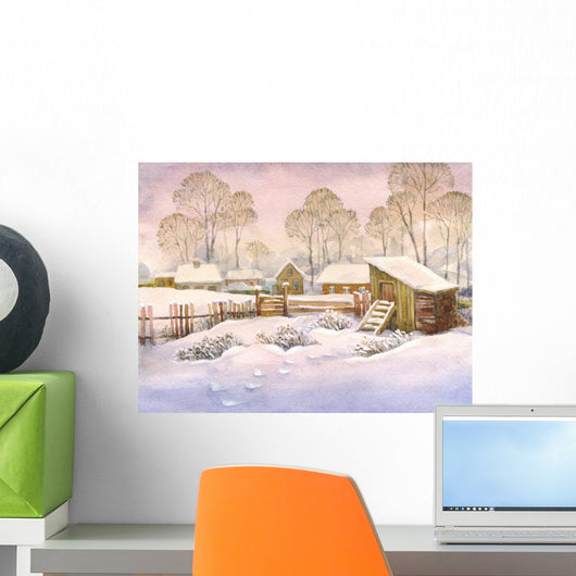 Watercolor Landscape Old Winter Wall Decal