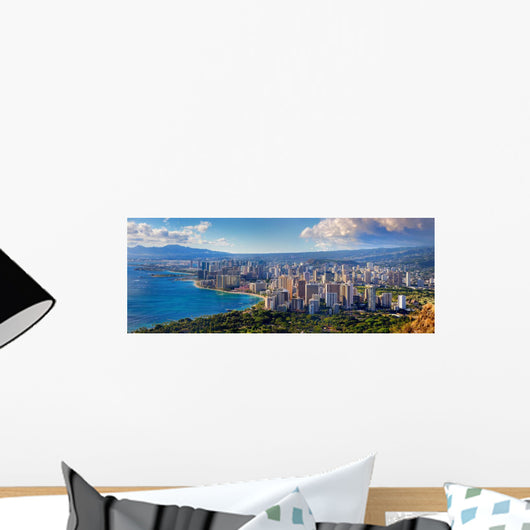Spectacular view of Honolulu city, Oahu Wall Mural