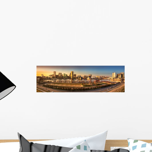 Baltimore Skyline Sunset Wall Decal Panoramic Wall Decal