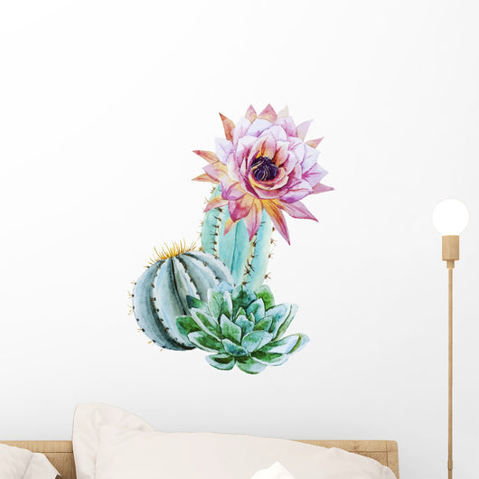 Watercolor Flowering Cactus Wall Decal