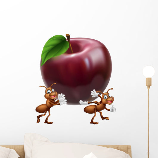 Cartoon Ants Carrying Apple Wall Decal