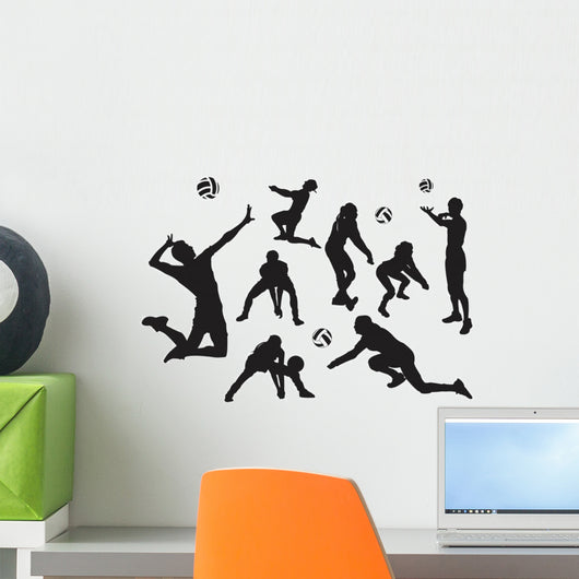 Volleyball Player Silhouette Wall Decal Sticker Set