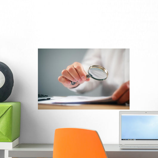 Businessman with Magnifying Glass Wall Decal
