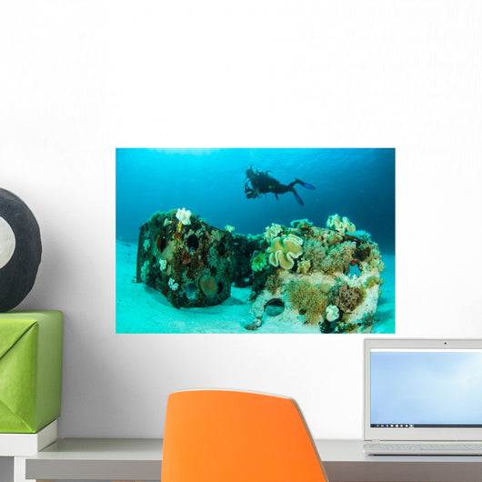 Scuba Diving Diver Shipwreck Wall Decal