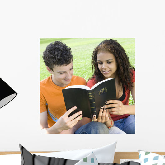 Two Teens Share Bible Wall Decal