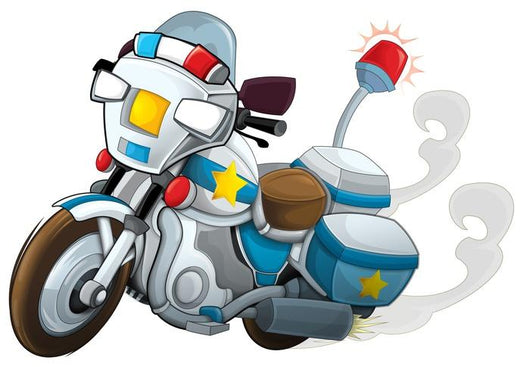 Cartoon Police Motorcycle Illustration Wall Decal