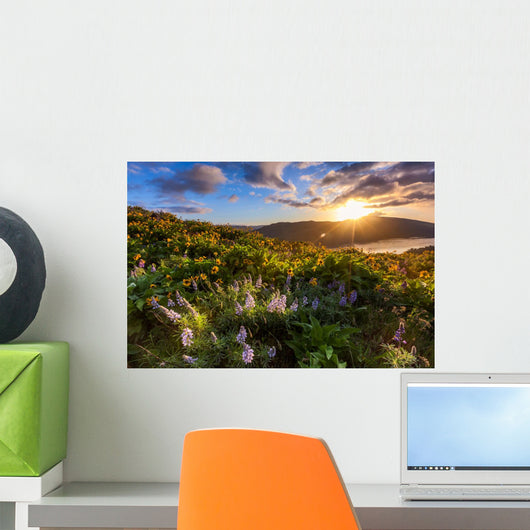 Beautiful Sunrise and Wildflowers Wall Decal