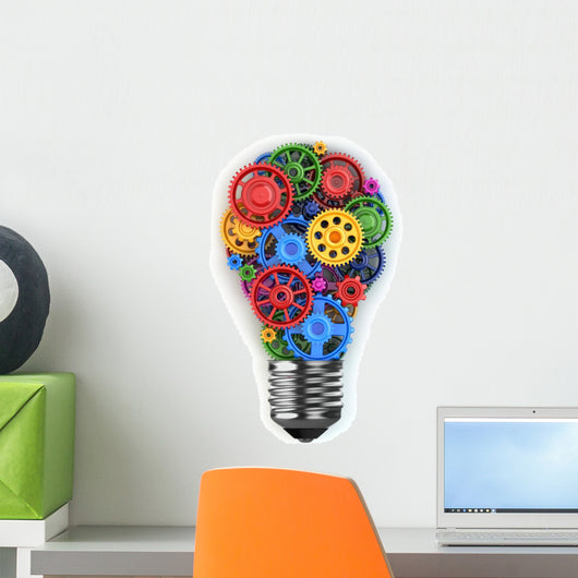 Light Bulb and Gears Wall Decal