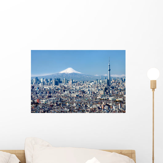 Tokyo Skyline Mount Fuji Wall Decal