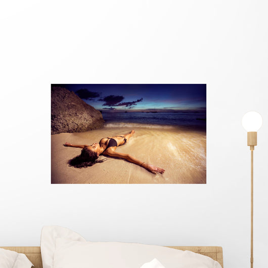 Woman Bikini Beach Sunset Wall Decal