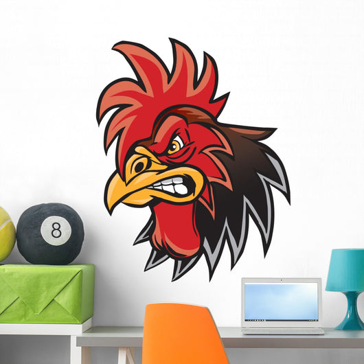 Angry Cartoon Rooster Wall Decal