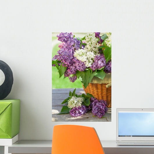Colorful Lilac Flowers Basket Wall Decal
