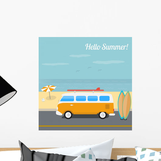Summer Retro Vector Illustration Wall Decal