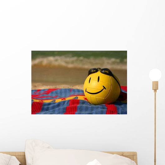 Smiley Faced Volleyball with Wall Decal