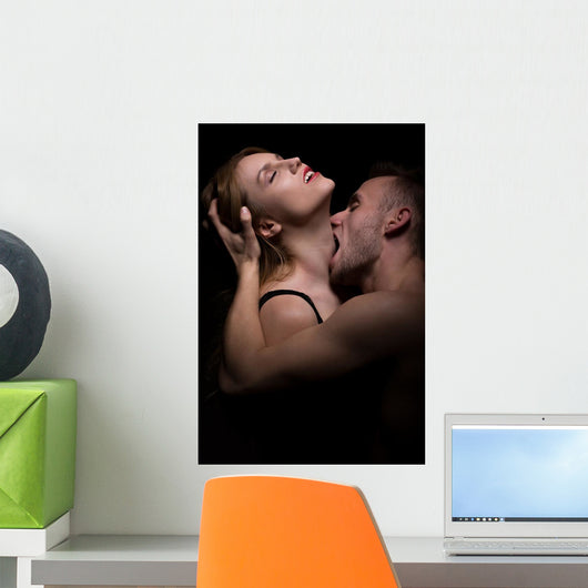 Man Biting Woman's Neck Wall Decal