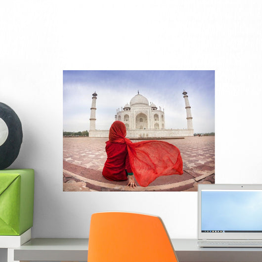 Woman Red near Taj Wall Decal
