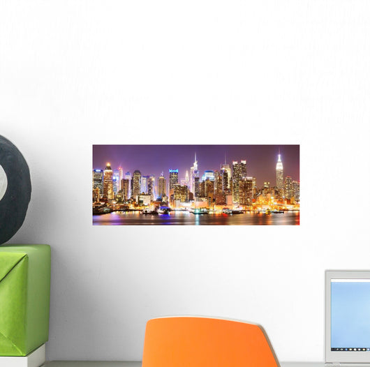 Manhattan Skyline Night Wall Decal