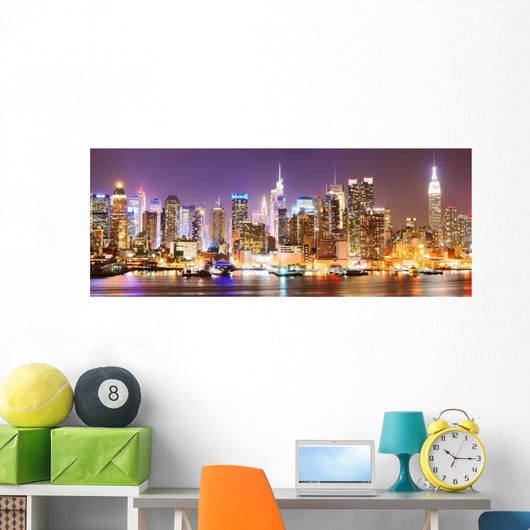 Manhattan Skyline Night Wall Decal
