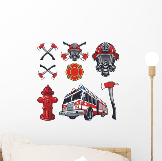 Firefighter Elements Wall Decal Sticker Set