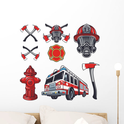 Firefighter Elements Wall Decal Sticker Set