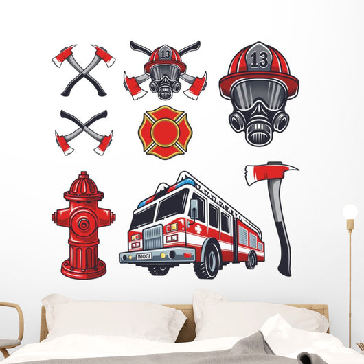 Firefighter Elements Wall Decal Sticker Set