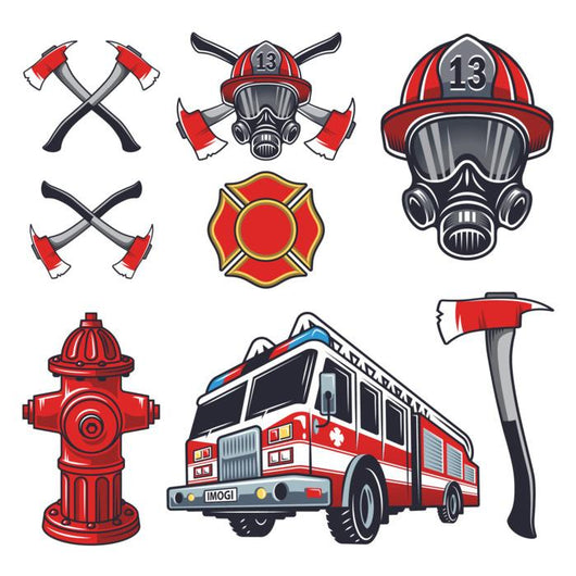 Firefighter Elements Wall Decal Sticker Set