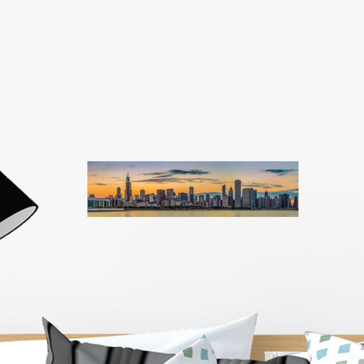 Chicago Downtown Skyline Wall Decal Panoramic Wall Decal