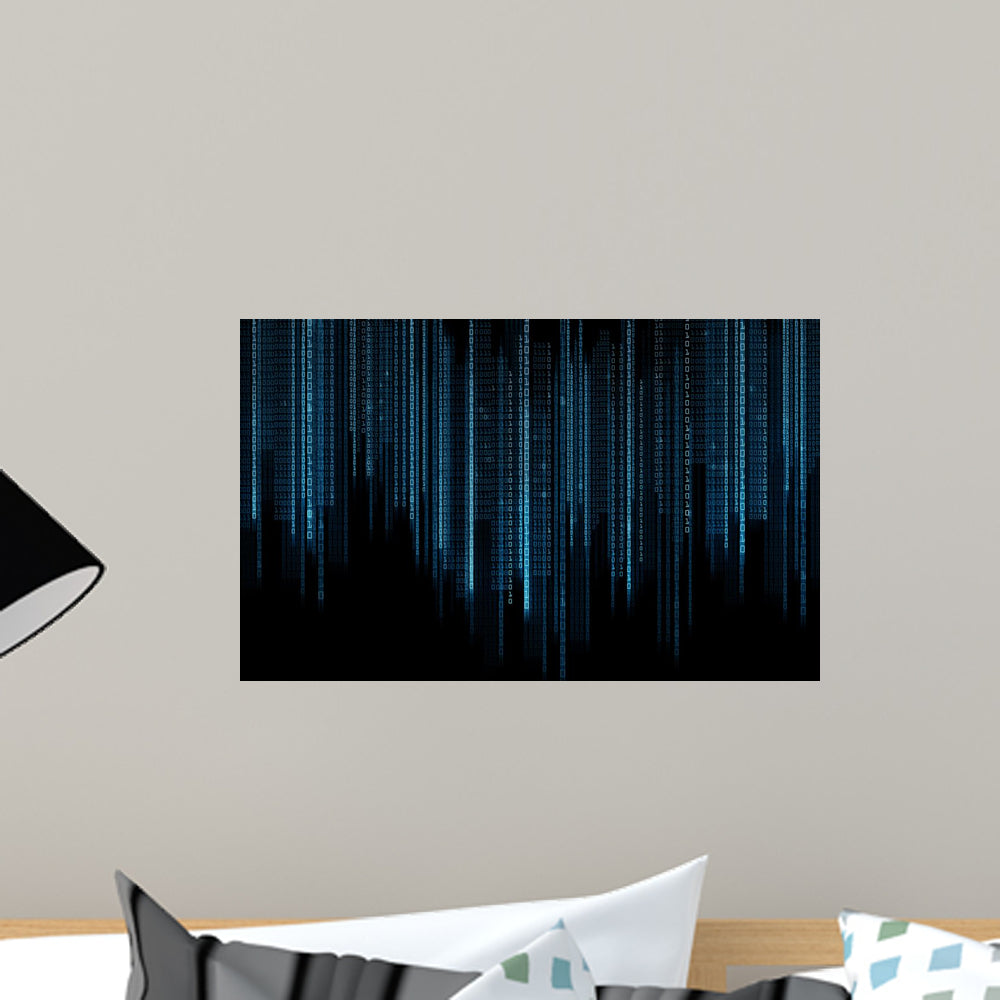 Black Blue Binary Code Wall Decal - WallMonkeys.com – Wallmonkeys