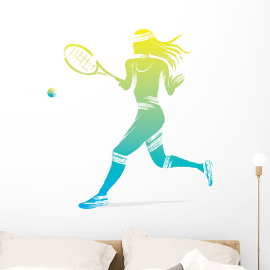 Women Play Tennis Game Wall Decal