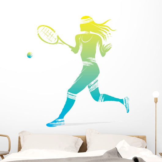Women Play Tennis Game Wall Decal