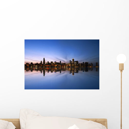 Chicago Skyline Reflecting Lake Wall Decal