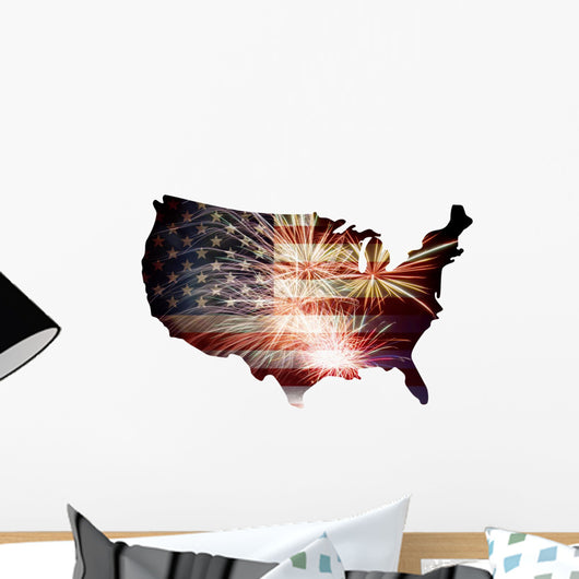 USA Fireworks Flag Wall Decal
