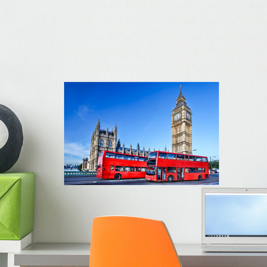 Big Ben with Buses Wall Decal