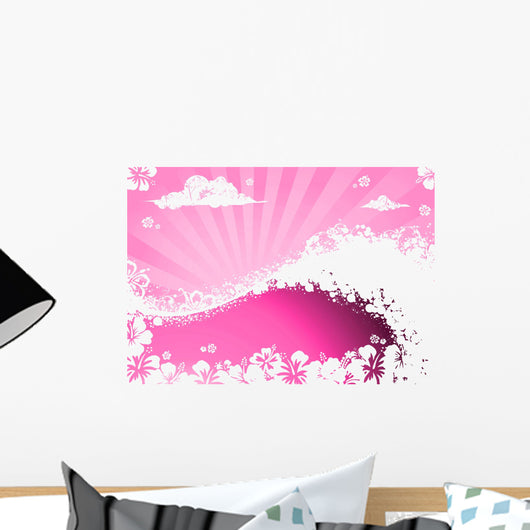 Sea Waves and Pink Wall Decal
