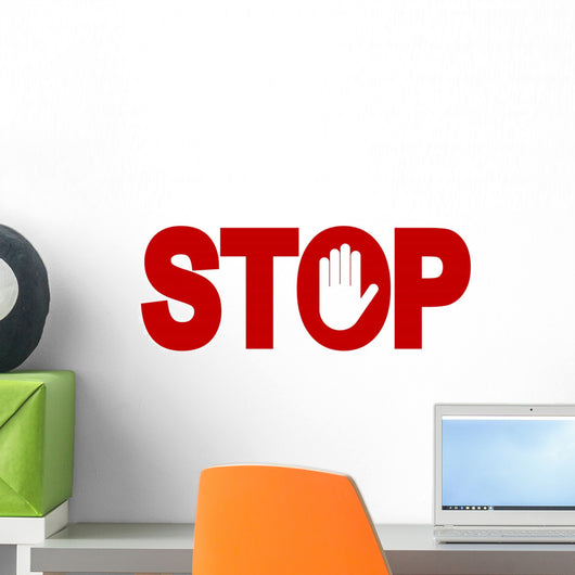 Red Stop Inscription Wall Decal