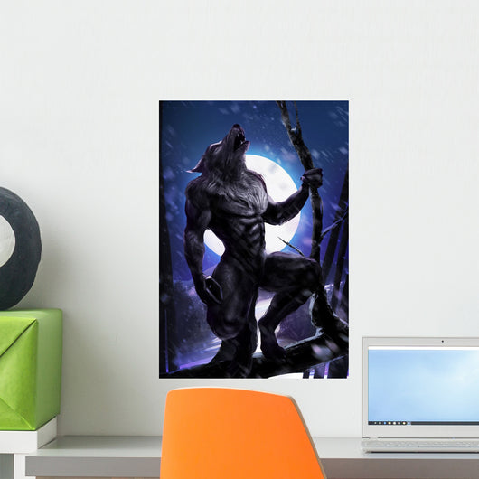 Werewolf Howling Tree with Wall Decal