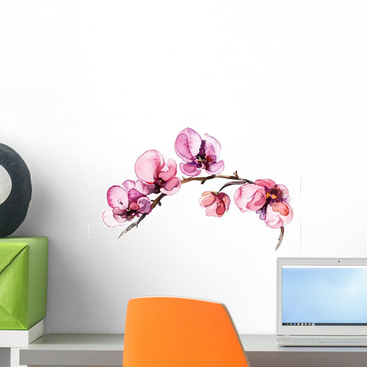 Pink Watercolor Flowers Orchid Wall Decal