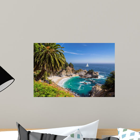 Beautiful Beach with Palm Wall Decal