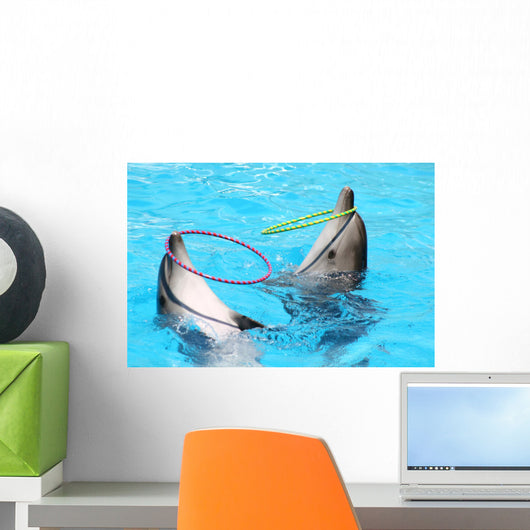 Two Nice Performing Dolphins Wall Decal